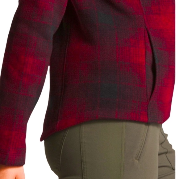 THE NORTH FACE Crescent Rumba Red Ombré Plaid Toggle Hoodie size S - Picture 4 of 10